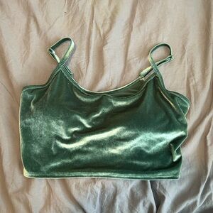 Victoria’s Secret PINK velvet crop top bra large green